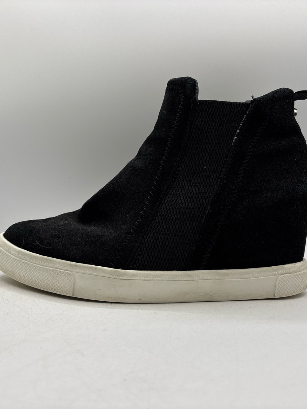 Steve Madden Black Suede Wedge Sneakers‎ High Top Fashion Shoes Women's 8.5